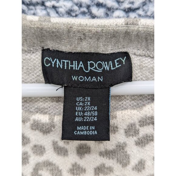 Cynthia Rowley Animal Print Sweater Size 2X Knit 3/4 Sleeve Soft Cozy Plus Gray - Picture 11 of 12